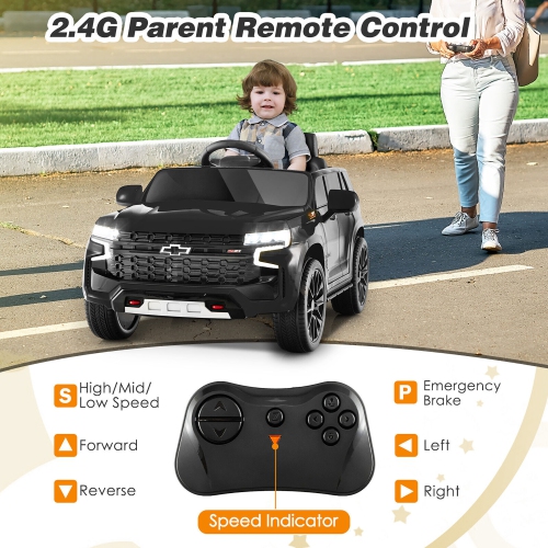 Gymax 12V Kids Ride On Car Chevrolet Tahoe Electric Truck SUV Remote w/ Light & Music