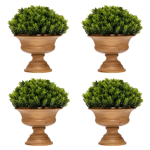 Gymax 4-Pack Artificial Plants Fake Mini Potted Plant Small Greenery Decor for Indoor