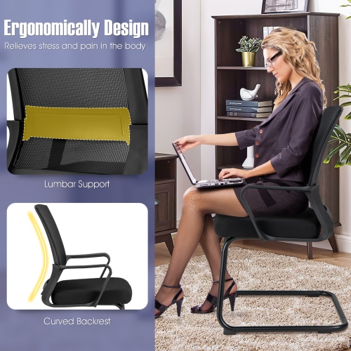 Gymax Office Mesh Chair Set of 10 Upholstered Guest Conference Chair w/Ergonomic Backrest
