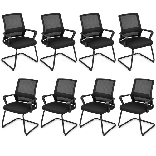 Gymax Office Mesh Chair Set of 8 Upholstered Guest Conference Chair w/Ergonomic Backrest