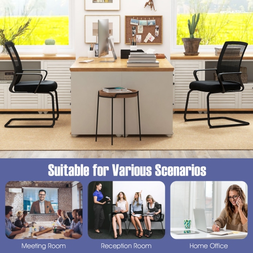 Gymax Office Mesh Chair Set of 8 Upholstered Guest Conference Chair w/Ergonomic Backrest