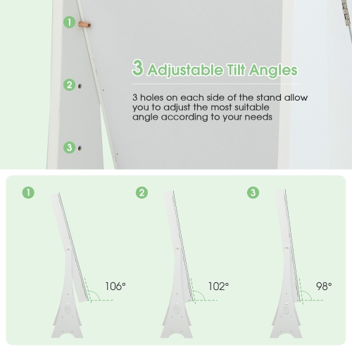 Gymax Jewelry Cabinet Armoire Full Length LED Mirror w/ 6 Drawers & Makeup Shelf White