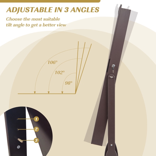 Gymax Rolling Jewelry Cabinet Armoire Full Length LED Mirror Lockable w/ Drawer