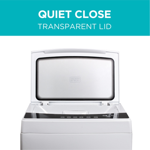 BLACK+DECKER Petite laveuse portative, laveuse portative 1,7 m². pi. avec 6 cycles, couvercle transparent et affichage LED