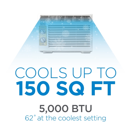 Climatiseur de fenêtre BLACK+Decker 5.000&nbsp;BTU, jusqu'à 150 pieds carrés, blanc