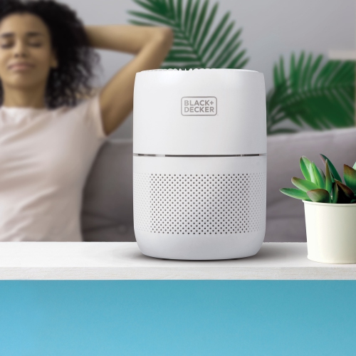 BLACK+DECKER Tabletop Air Purifier - 3-Stage Filtration System - HEPA Air Purifiers for Home,White