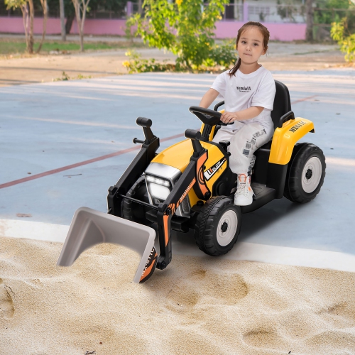 Costway Kids Ride On Excavator Digger 12V Electric Tractor RC w/ Digging Bucket
