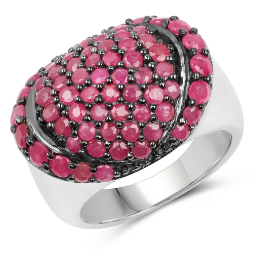 QJ  3.35 Carat Genuine Ruby .925 Sterling Ring In Silver