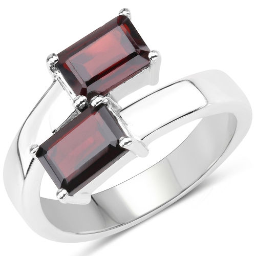 QJ  2.40 Carat Genuine Garnet .925 Sterling Ring In Silver