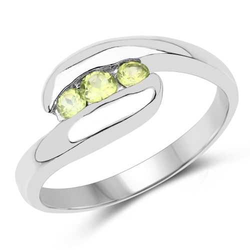 QJ  0.56 Carat Genuine Peridot .925 Sterling Ring In Silver