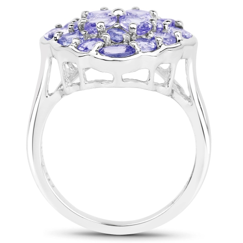 2.44 Carat Genuine Tanzanite .925 Sterling Silver Ring