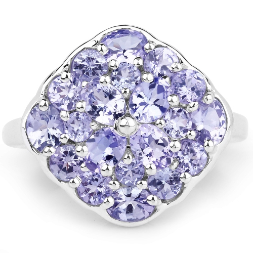 2.44 Carat Genuine Tanzanite .925 Sterling Silver Ring
