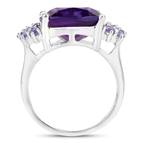 Bague en argent sterling, améthyste et tanzanite véritables 6.34 carats véritables