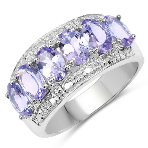 QJ  2.64 Carat Genuine Tanzanite .925 Sterling Ring In Silver