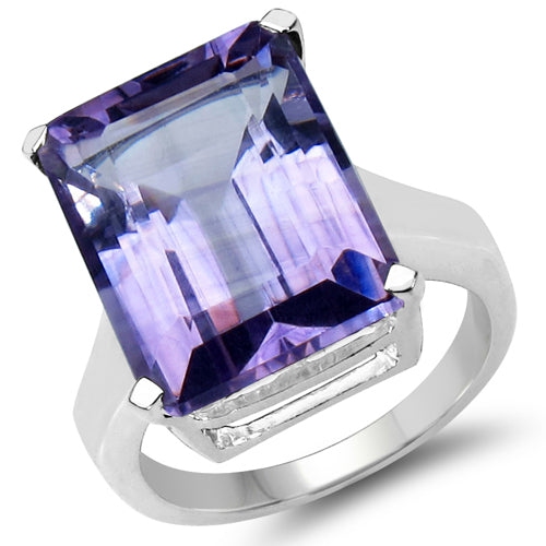 QJ  11.47 Carat Genuine Amethyst .925 Sterling Ring In Silver