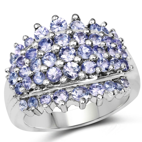 QJ  2.35 Carat Genuine Tanzanite .925 Sterling Ring In Silver
