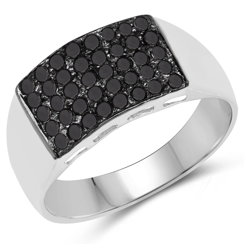 QJ  0.43 Carat Genuine Diamond .925 Sterling Silver Ring In Black