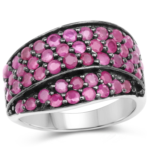 QJ  2.33 Carat Genuine Ruby .925 Sterling Ring In Silver