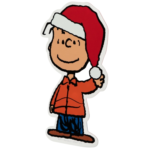 Peanuts Linus in Santa Hat Christmas Window Cling Decoration