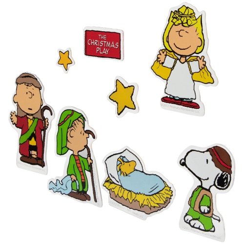 8-Piece Peanuts Christmas Nativity Double Sided Window Cling Decorations