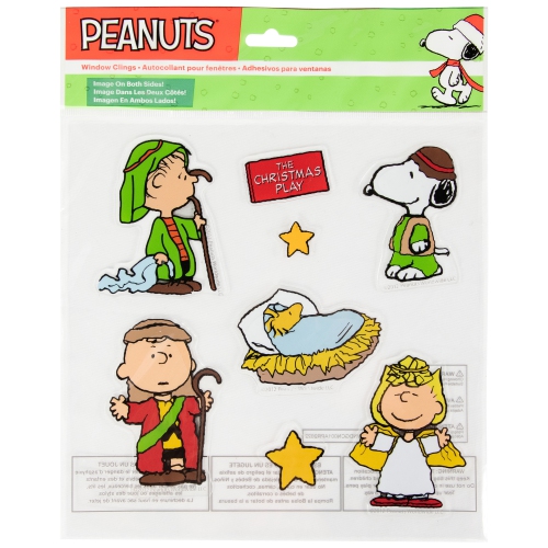 8-Piece Peanuts Christmas Nativity Double Sided Window Cling Decorations
