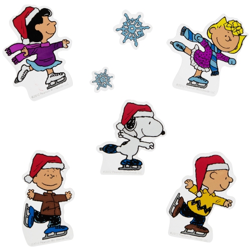 7-Piece Peanuts Characters Ice Skating Christmas Jelz Window Clings