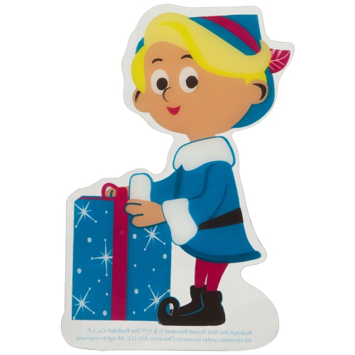7" Hermey with Christmas Present Double Sided Gel Window Cling Decoration
