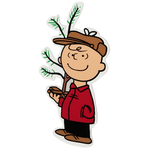 Peanuts Charlie Brown with Iconic Tree Double Sided Christmas Window Cling Decoration