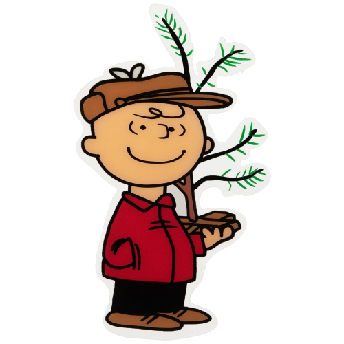 Peanuts Charlie Brown with Iconic Tree Double Sided Christmas Window Cling Decoration