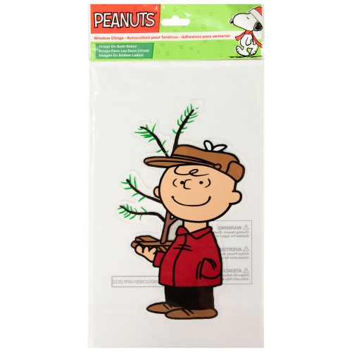 Peanuts Charlie Brown with Iconic Tree Double Sided Christmas Window Cling Decoration
