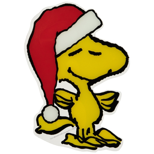Peanuts Woodstock in Santa Hat Christmas Window Cling Decoration - 7"