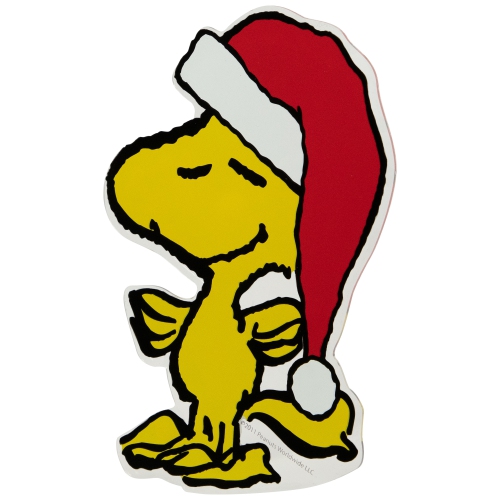 Peanuts Woodstock in Santa Hat Christmas Window Cling Decoration - 7"