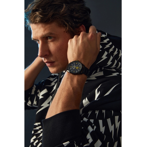 Marvel Mens Thor Japanese Eco-Drive Watch 42mm Black Stainless Steel Case and Bracelet with Black Dial