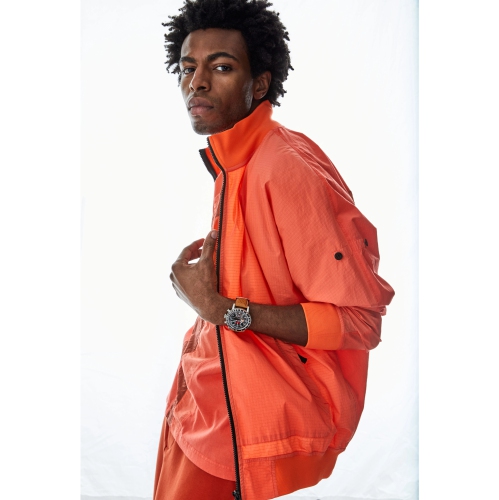 Star Wars Mens Rebel Pilot Japanese Eco-Drive Watch 44mm Silver-Tone Stainless Steel Case Orange Leather Strap with Black Dial