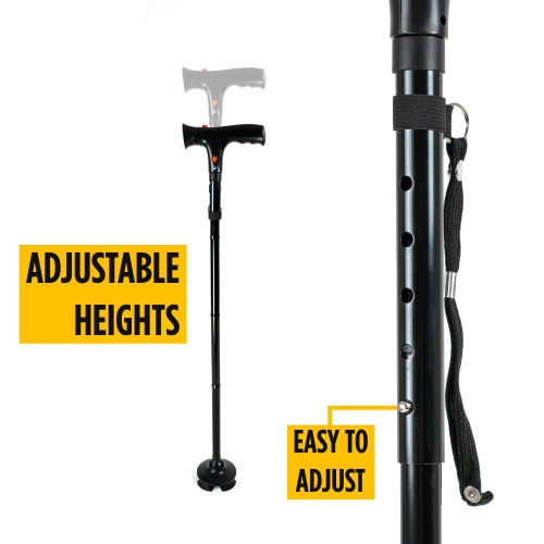 Lightweight Foldable Smart Walking Cane, All Terrain Foldable Adjustable Light, 250lb Weight Capacity, Portable Adjustable Walking Support