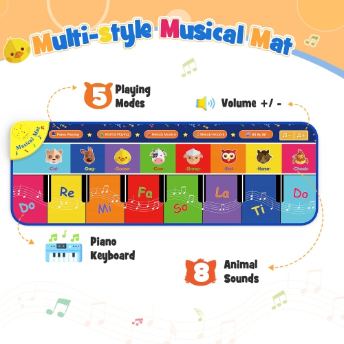 Toddler Girl Toys, TopDollo Baby Musical Toys for 1-6 Year Old Girls Piano Mat Gifts for 2-6 Year Old Girls Baby Piano Mat B