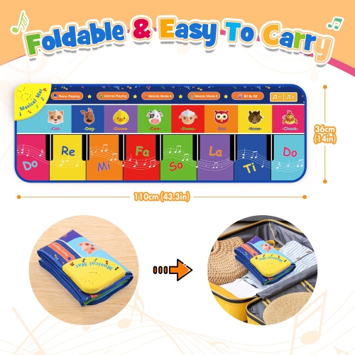 Toddler Girl Toys, TopDollo Baby Musical Toys for 1-6 Year Old Girls Piano Mat Gifts for 2-6 Year Old Girls Baby Piano Mat B