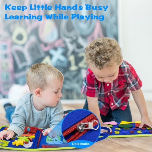 Toddler Busy Board, Montessori Sensory Board Toys, Preschool Toddler Activities Educational Travel Toy Learning Fine Motor B