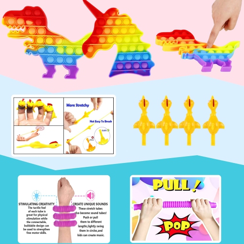 56 Pack Fidget Figet Sensory Toy Box Set Bulk Pop Poppers Anxiety Autism Stress Bubble Game Christmas Stocking Stuff Prize C