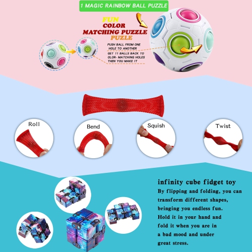 56 Pack Fidget Figet Sensory Toy Box Set Bulk Pop Poppers Anxiety Autism Stress Bubble Game Christmas Stocking Stuff Prize C