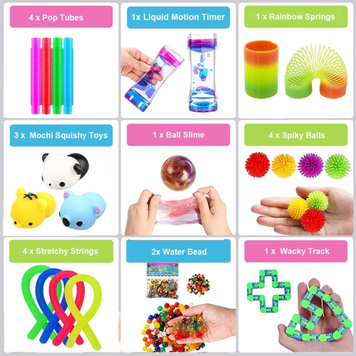 Sensory Fidget Toys Set 41 Pack, Stress Relief Fidget Hand Toys for Adults and Kids, Sensory Fidget and Squeeze Widget for R