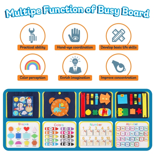 Busy Board – jouets Montessori pour enfants thèmes amovibles multiples jouets de voyage pour tout-petits jouets sensoriels Montessori Busy Book