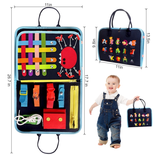 Toddlers Busy Board, Montessori Toys for 1-4 Year Old Boys Girls Kids Fine Motor Skills and Learning Activities, Sensory Boo