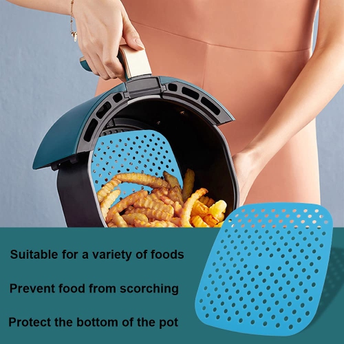 2Pcs Reusable Air Fryer Liners, 8.5 Inch Square Non-Stick Silicone Air Fryer Basket Mats, Air Fryer Accessories for 5.8 QT a