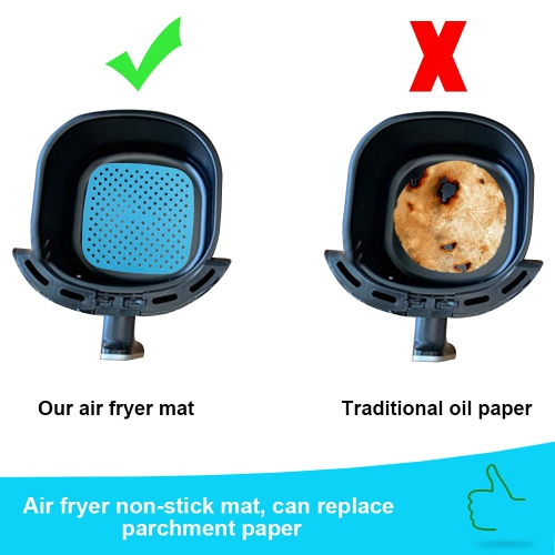 2Pcs Reusable Air Fryer Liners, 8.5 Inch Square Non-Stick Silicone Air Fryer Basket Mats, Air Fryer Accessories for 5.8 QT a
