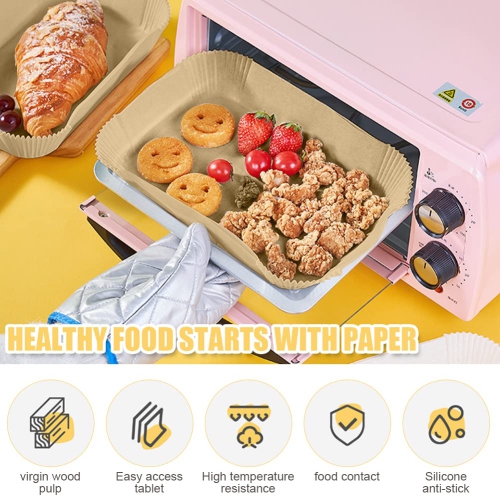 Air Fryer Disposable Paper Liner Compatible with Ninja Dual Air Fryer, 100Pcs Air Fryer Lining Rectangle, Airfryer Parchment