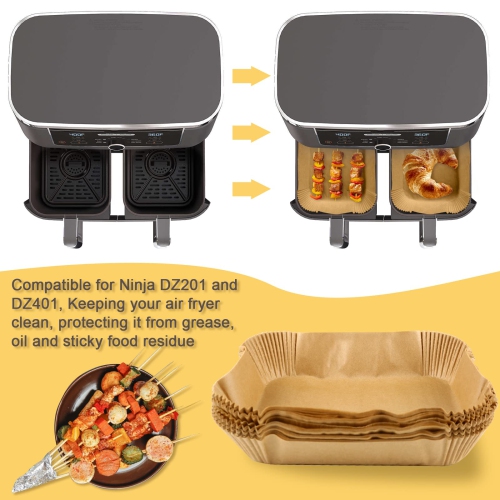 Air Fryer Disposable Paper Liner Compatible with Ninja Dual Air Fryer, 100Pcs Air Fryer Lining Rectangle, Airfryer Parchment