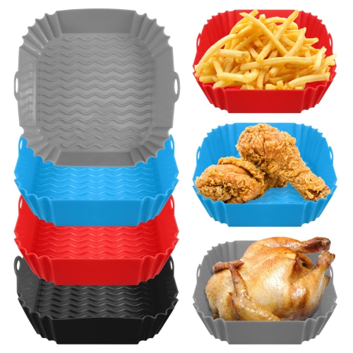 2-Pack Square Silicone Air Fryer Liners 8 Inch for 4 to 6 QT