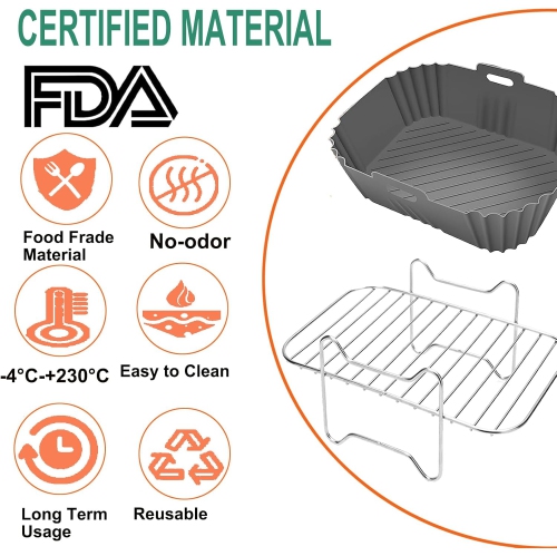 Dual Air Fryer Accessories Compatible for Ninja DZ201 DZ401 DZ201C, Instant, 8QT-10QT, 6PCS Air Fryer