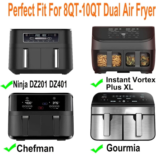 Dual Air Fryer Accessories Compatible for Ninja DZ201 DZ401 DZ201C, Instant, 8QT-10QT, 6PCS Air Fryer
